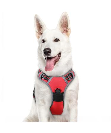 Eagloo dog harness Large dogs anti -train dog harness with reflex strips and control adjustable and adjustable dish Dog large chest harness for labrador red XL XL (1 Pack) red
