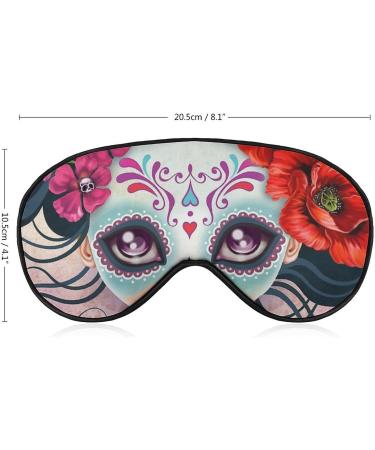 Day of the Dead Women Skulls Pattern Sleep Mask - Adjustable Strap, Blocks Light, Perfect for Travel and Naps - Buy Online on GoSupps.com