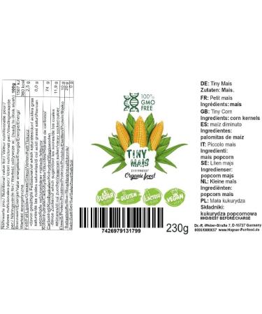 Hopser Food Fun Popcorn Tiny Ma s minuscule | Mini grains de ma s Popocorn Ma s |Or 230 g - Buy Online on GoSupps.com
