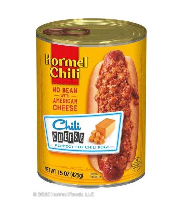 Hormel Chili Cheese Chili No Bean with American Cheese Perfect for Chili Dogs 15 Ounce (8-Pack)