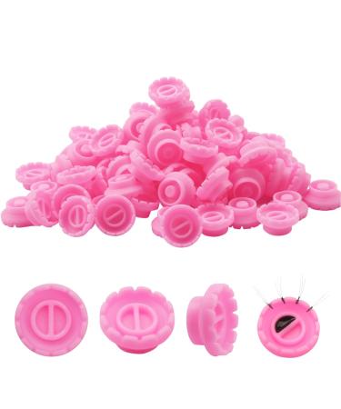 Eyelashes Extension Volume Lashes Fan Blossom Cups Glue Holder and Lash Organizer Supplies Tools (100pcs-pink ring cup)