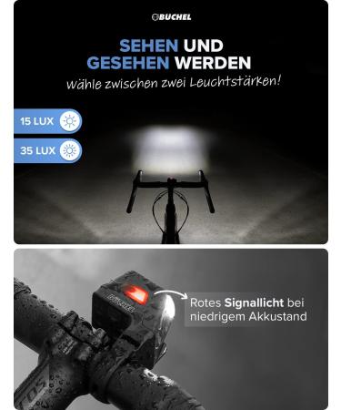 B chel Ahead Bicycle Lights Set - 35/15 Lux LED Front & Rear Light for Bikes | Stylish Black Design - Buy Online on GoSupps.com