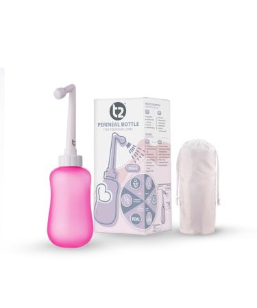 T2 Perineal Bottle - Portable Bidet for Postpartum Care Perineal Pain Relief - 360ml Squeeze Bottle with 60 Nozzle & Washable Storage Bag - Hospital Bag Maternity Essential Gift for Mum to Be