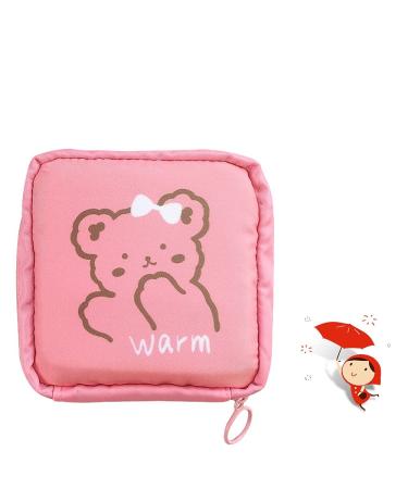 xiaomin Sanitary Napkin Storage Bag Menstrual Cup Pouch Nylon Portable Sanitary Napkin Pads Storage Bag with Zipper Feminine Menstruation First Period Bags for Teen Girls Women Ladies (Pink)