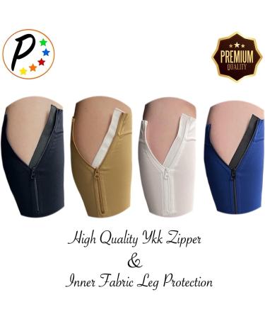 Shin Premium 20-30 mmHg Compression Leg Calf Sleeve with Zipper - Beige 2X-Large | International Shipping Available - Buy Online on GoSupps.com