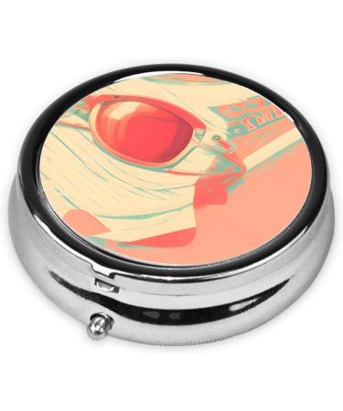 Retro Abstract Shades Round Pill Box - 3 Compartment Organizer for Travel | Portable Travel Pill Case - Buy Online on GoSupps.com