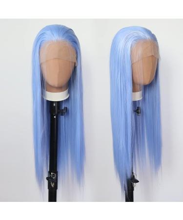 Tawarm Long Light Blue Wig for Black Women | Synthetic Lace Front Glue-Free Hand-Knotted Daily Wear & Cosplay | 33 x 7.6 cm Straight Style - Buy Online on GoSupps.com