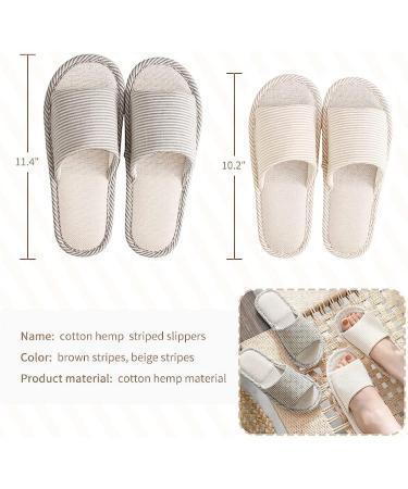 Maltose Washable House Slippers 4 Pair Set - Non Slip, Breathable Linen, Open Toe Spa Slippers for Men and Women - Reusable and Bulk Pack - 2 Beige Medium + 2 Brown Large Sizes - Buy Online on GoSupps.com