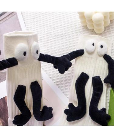 Couple Holding Hands Magnetic 3D Doll Socks - Funny Gifts for Couples - Men's Novelty Feets Socks - 7.5*7.1in Deep White+Black - Buy Online on GoSupps.com
