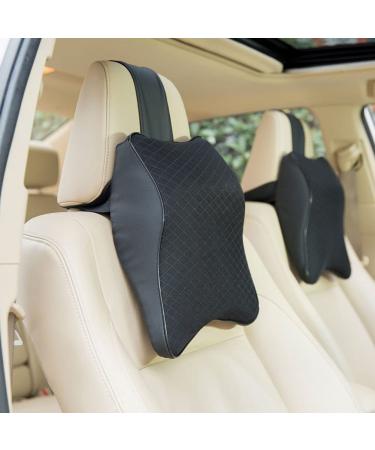 Memory Foam Car Seat Headrest Neck Cushion - 2 Pack Black Ergonomic Pillow for Neck and Back Support - Buy Online on GoSupps.com