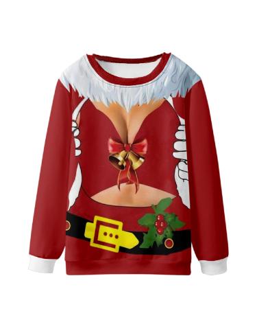 Ganfancp Men's Christmas Sweatshirts Winter Round Neck Long Sleeve Lightweight Pullover Funny Xmas Print Loose Blouse Tops White Merry Christmas 61 Small