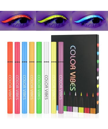 LOPHE Neon Liquid Eyeliner 8 Colors Waterproof Smudge Resistant Long Lasting Matte Set Colorful Fluorescent Rainbow Eyeliner Glow in UV Liner Pen Eye Guide Makeup - Buy Online on GoSupps.com
