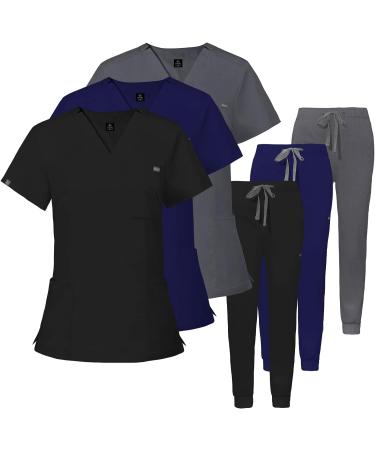 VIAOLI Women's Scrubs Set - Black Small, Clinical Modern Athletic Suit with 10 Pockets - Buy Online on GoSupps.com