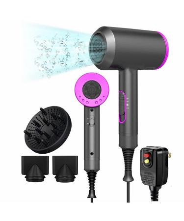 Professional Ionic Hair Dryer Blow Dryer 1800W Fast Drying Negative Hairdryer Blowdryer with 2 Concentrator Nozzle 1 Diffuser ALCI Safety Plug Safety for Home & Salon Best Gifts for Women