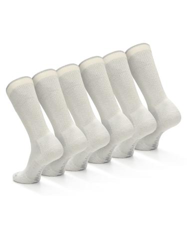 Circufiber Mens Womens Diabetic Socks   Improves Circulation Reduce Swelling and Pain Comfortable Loose Fitting Non-Binding Wide Fit All-Day Diabetic Crew 3 Pairs Mineral White Medium