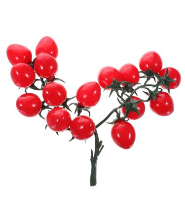 ABOOFAN String Simulated Cherry Tomatoes Fruit Decor Models Mini Toys Kitchen Tomatoes Kids Toy Photography Props Lifelike Cherry Tomatoes Fake Cherry Tomatoes Adorn Child Pvc Plant House Red 18X16CM