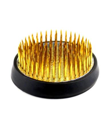 SVY Japanese Kenzan Ikebana Flower Arranger  Diameter 3  Inches  Kenzan Flower Frog with Needle Calibrator and Cleaning Brush - Round 3.2