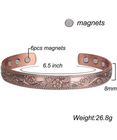 Magnetic Copper Bracelet for Women - Adjustable 6.5 inches - Beautiful Gift Box - Buy Online on GoSupps.com