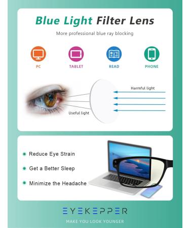 Eyekepper 5-Piece Classic Spring Hinge Reading Glasses Set - Blue Light Blocking Sun Readers - 3.0 Diopters - Buy Online on GoSupps.com