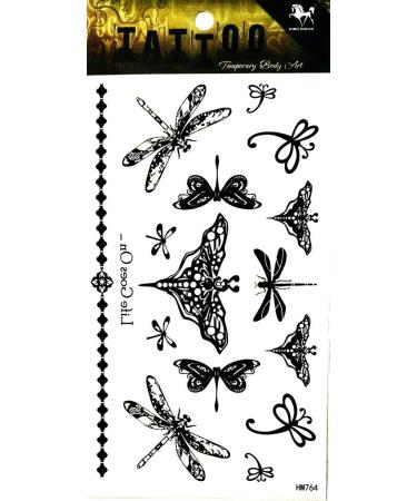 PP TATTOO 1 Sheet Butterfly Dragonfly Tattoos Body Art Stickers Color Flash Fake Waterproof Tattoo Stickers for Women Men Tattoo b3
