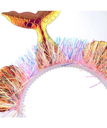 xbiez Shinning Tinsel Mermaids Hairband Music Concerts Fish Scale Headband for Teens Adult Party Performances Hair Supplies Fish pattern purple - Buy Online on GoSupps.com