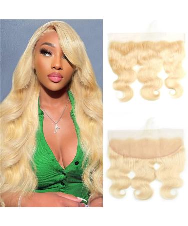 613 Transparent Lace Frontal 13x4 HD Transparent Lace Frontal Body Wave Ear To Ear Blonde Frontal 12A Russian Blonde 613 Frontal Natural Hairline 150% Density (12 Inch  613 Frontal) 12 Inch 613 Frontal