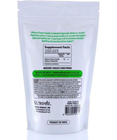 Dr. Herbalist Hibiscus Powder - 200g - Nourish Your Beauty & Wellness with Pure Hibiscus Extract for Hair Growth Skin Radiance Detox Support & Soothing Tea - Buy Online on GoSupps.com