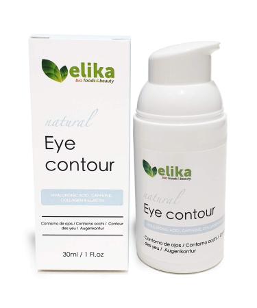 Elikafoods Carlotta Eye Contour - Hyaluronic Acid Caffeine Collagen and Elastin - Anti-Bag and Concealer - For Women and Men - Suitable for All Skin Types - 30ml