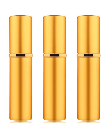 3Pcs 10ML Portable Mini Refillable Perfume Scent Aftershave Atomizer Empty Refillable Spray for Purse or Travel (Gold)