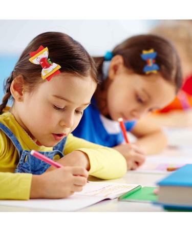 Whaline Back to School Bow Hair Clips - 6Pcs Apple Book Blackboard Hair Bows for Girls, PU Leather Hair Barrettes for Classroom, Kindergarten Students - Buy Online on GoSupps.com