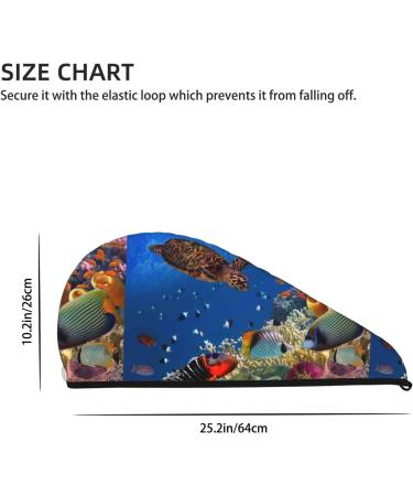 Hair Towel Wrap - Quick Drying Colorful Coral Reef Turban | Hair Drying Towel with Button - Buy Online on GoSupps.com