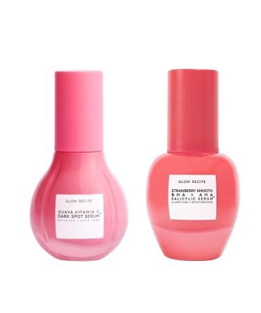 Glow Recipe Brighten & Smooth Duo - Guava Vitamin Dark Spot C Serum + Strawberry Smooth AHA BHA Salicylic Acid Serum (30 ml/ea)