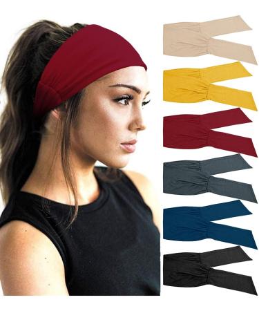 TERSE Adjustable Headbands for Women Non Slip Fashion Knotted Headbands Tie Headbands for Women's Hair Non Slip for Workout Sports Headbands Color-B