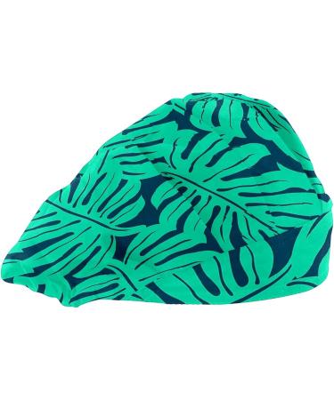 Adjustable Working Caps Tie Back Cover Hair Bouffant Hats Sweatband - Monstera Tropical Leaf | One Size Fit All - Buy Online on GoSupps.com