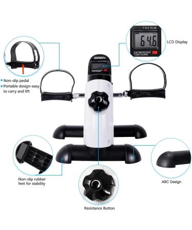 OneTwoFit Mini Exercise Bike Portable Pedal Exerciser Legs and Arms Fitness Cycling with LCD Display for Seniors Rehab White - Buy Online on GoSupps.com
