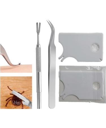 VISCAL 7pcs Tick Remover Tools Tick Remover Card with Magnifying Lens Stainless Steel Tick Tweezers and Tick Hooks Set for Dogs Cats Pets Humans - Buy Online on GoSupps.com