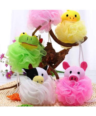 NUOBESTY Kids Cartoon Animal Bath Shower Sponge Scrubber - 4pcs (Random Style) | Children Toddler Bathroom Supplies - Buy Online on GoSupps.com