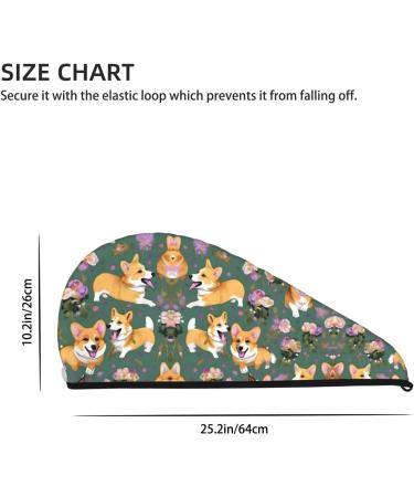 Corgi Floral Velvet Hair Cap Towel Wrap for Women | Absorbent Drying for Wet Hair Swimming & Travel - Buy Online on GoSupps.com