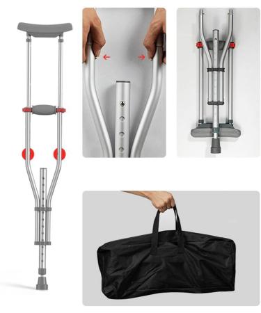 LINYUES Armpit Walking Stick Folding Crutches for Adult Disabled Elderly Adjustable Armpit Crutches Lightweight Aluminum Medical Crutches Silver (1 Pair) Anniversary - Buy Online on GoSupps.com