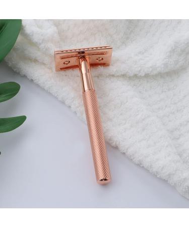 Safety Razors for Sensitive Skin - Reusable Metal Razor with 10 Double Edge Blades | Smooth & Clean Shave in Rose Gold - Buy Online on GoSupps.com