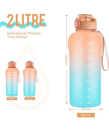 Wemet 2L BPA-Free Tritan Drinking Bottle with Fruit Filter & Time Markings | Leak-Proof Sports Water Bottle for Camping & Gym - Orange Green - Buy Online on GoSupps.com