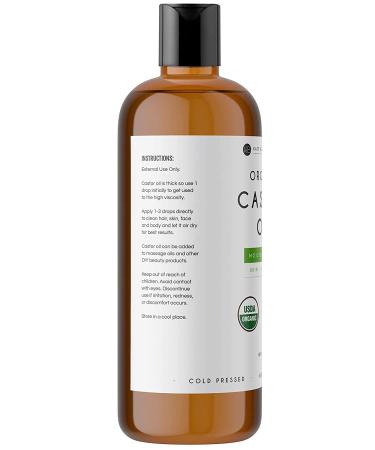 Kate Blanc 16oz USDA Certified Organic Castor Oil - Cold-Pressed, 100% Pure & Hexane-Free - Promotes Hair, Eyelash, and Eyebrow Growth - Moisturizes Dry Skin and Body - Buy Online on GoSupps.com