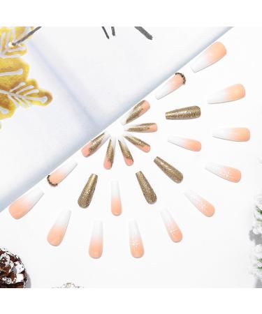 Brishow Christmas Glitter Snow False Nails - 24pcs Ballerina Acrylic Short Fake Nails for Women and Girls - Buy Online on GoSupps.com