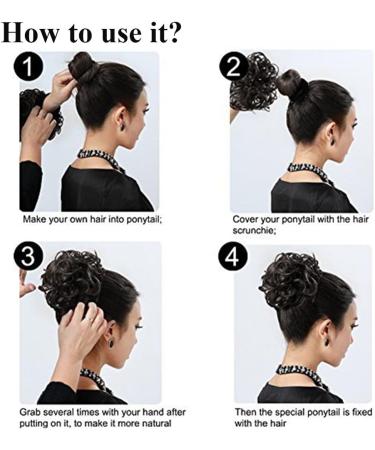 Medium Brown Wavy Hair Bun Updo Extension | Messy Bun Chignon Ribbon Ponytail Donut | 30g Curly Hairpiece - Buy Online on GoSupps.com