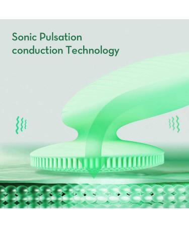Sonic Facial Cleansing Brush | Soft Silicone Exfoliating Brush for Women | Anti-Aging Deep Cleansing Massage System | Green - Buy Online on GoSupps.com