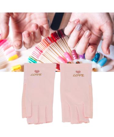 Gel Manicure Gloves | UV Protection Fingerless Hand Skin Cover | Pink Cotton Nail Lamp Gloves for Home Salon - Buy Online on GoSupps.com