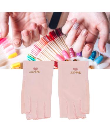 Professional Manicure Gloves Non Slip UV Protection Driving Gloves Stretchy Breathable Fingerless Fiber Cotton Nail Lamp Gloves for Home Salon Summer Outdoor Gloves for Women and Girls(Pink) - Buy Online on GoSupps.com