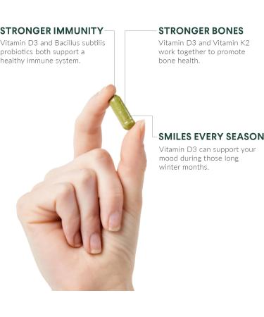 Nutritional Roots - Vitamin D3 & K2-5 000 iu - 1 Billion CFU Probiotics - Algal Omega 3 DHA - Immune Support - Dietary Supplement - Vegan Formula - 1 Month Supply - 30 Capsules - Buy Online on GoSupps.com