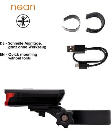 NEAN Bike Battery LED Rear Light with Brake Display | STVZO Approved Bicycle Light | 6 Candela Red Rear Lamp for Safety & Visibility - Buy Online on GoSupps.com