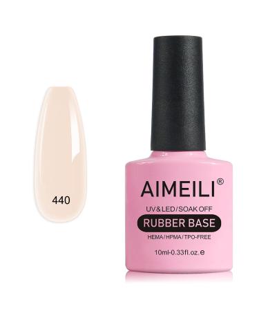 AIMEILI Rubber Base Gel For Nails Sheer Color Gel Nail Polish UV LED Soak Off Elastic Rubber Base Coat Nail Strengthener Nail Rhinestones Glue Gel Long Lasting - (440) 10ml
